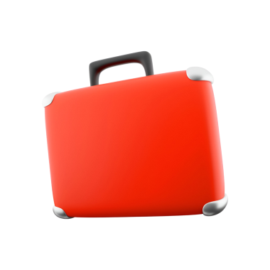 Seyahat ve depolama için tasarlanmış siyah saplı parlak kırmızı bir bavul..