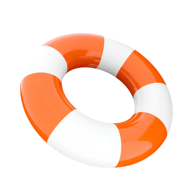 Suda güvenlik için kullanılan parlak turuncu ve beyaz bir şamandıra, kurtarma durumlarında yardımcı olmak için tasarlanmıştır..