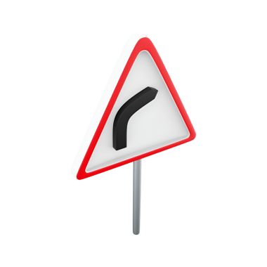 Önümüzde keskin bir sağ dönüş olduğunu gösteren bir uyarı işareti, yol güvenliği için tasarlanmış..