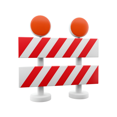 Turuncu daireli bir inşaat bariyeri, yol çalışması veya kısıtlı erişimi gösterir.