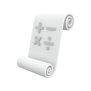 Temel matematiksel sembolleri gösteren, hesaplamaları ve eğitimsel içeriği temsil eden yuvarlanmış bir kağıt.