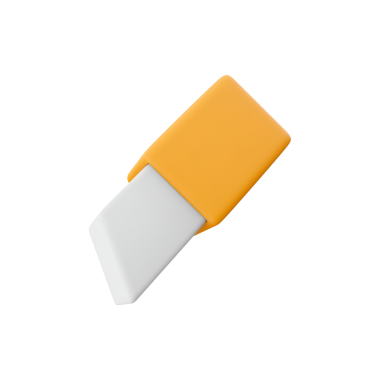 Sarı üst ve beyaz tabanlı iki tonlu silgi. Kalem izlerini düzeltmek için tasarlanmış..