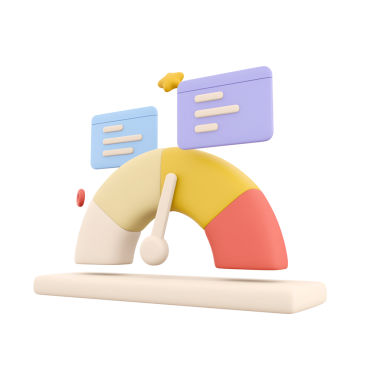 Sohbet baloncukları ile renkli bir ölçüm, geri bildirim veya performans ölçümünü sembolize eder.