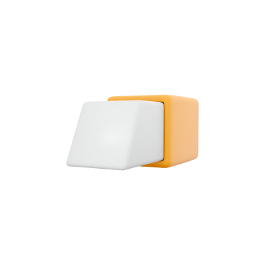 Fonksiyonel kullanım için tasarlanmış beyaz ve turuncu renkli minimalist iki tonlu bir nesne..