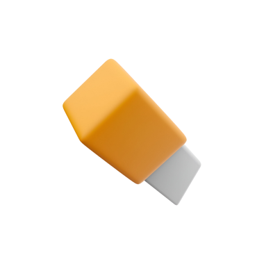 Şekil verilmiş turuncu ve gri bir silgi. Genellikle kalem izlerini düzeltmek için kullanılır..