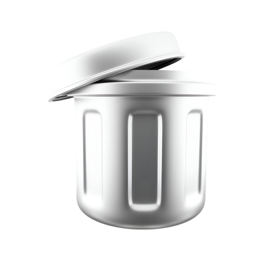 Kapağı olan metalik bir kap, genellikle depolama veya atık imhası için kullanılır..