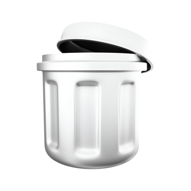 Kapağı olan beyaz bir çöp kutusu, atık atmak için tasarlanmış..