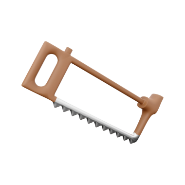 Kahverengi saplı testere, testere dişli bir bıçakla, kesme malzemeleri için tasarlanmış..