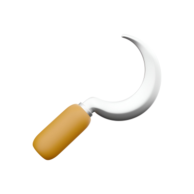 Sapı olan eğri bir metal alet, genellikle bahçe işlerinde ve hasat işlerinde kullanılır..