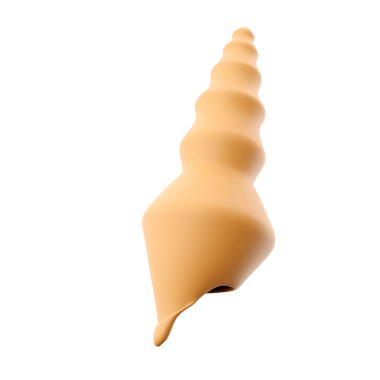 Pürüzsüz, bej bir yüzeyi olan sarmal deniz kabuğunun stilize edilmiş bir çizimi..