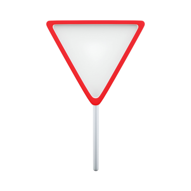 Kırmızı kenarı olan üçgen bir trafik levhası, verimi gösterir ya da diğer araçlara yol verir.