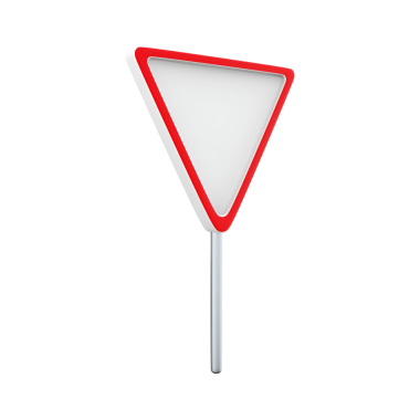 Kırmızı kenarı olan üçgen bir yol işareti, verimi gösterir ya da diğer trafiğe yol verir..