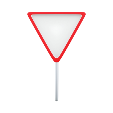 Kırmızı kenarlı üçgen bir trafik levhası, diğer araçlara yol vermek ya da yol vermek anlamına gelir..