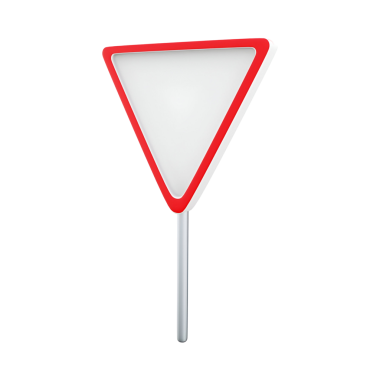 Kırmızı kenarlı üçgen bir trafik levhası, bir verim veya sürücülere yol verme talimatı verir.