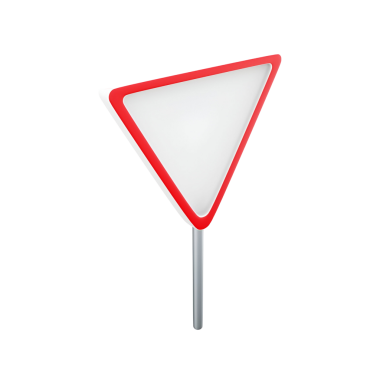 Kırmızı kenarlı üçgen trafik işareti, sürücülere yol verimini veya yol verme talimatını gösterir.