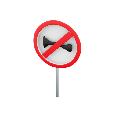 Kornaya izin verilmediğini gösteren bir işaret, kırmızı ile yazılmış bir boynuz sembolü var..