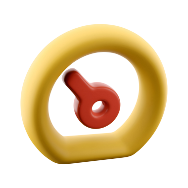 Sarı dairesel çerçeve ve kırmızı anahtar içeren, güvenliği ve erişimi simgeleyen stilize edilmiş bir anahtar deliği tasarımı..