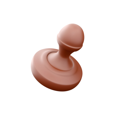 Basit bir kahverengi kauçuk damga, genellikle belgeleri işaretlemek ya da el işi yapmak için kullanılır..