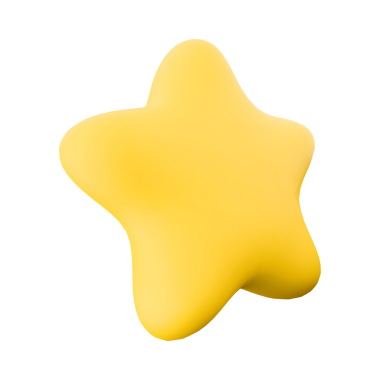Pürüzsüz, yuvarlak dizaynlı, oyuncu grafik elementler olarak kullanılan üç boyutlu sarı yıldız şekli..