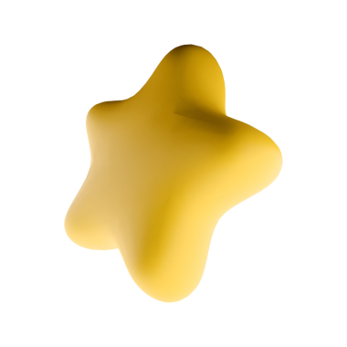 Modern tasarımı olan, dijital grafikler veya sanatsal sunumlar için uygun, pürüzsüz, soyut sarı yıldız şekilli bir nesne..