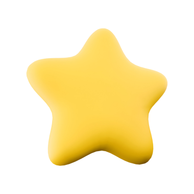 Basit, pürüzsüz sarı yıldız şekli, genellikle dekorasyon için kullanılır veya başarının sembolü olarak..