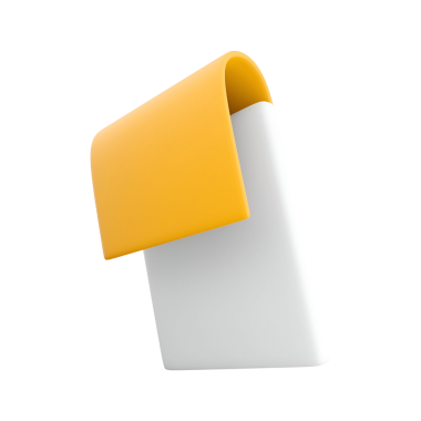 Şekil verilmiş zarf veya keseye benzeyen sarı ve beyaz bir nesne içeren minimalist bir tasarım..