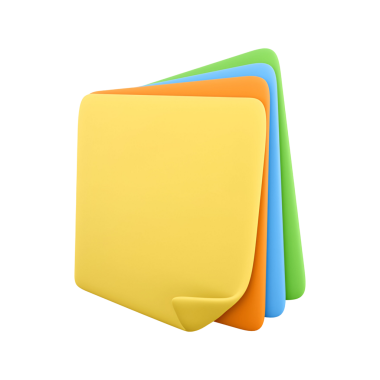 Sarı, turuncu ve yeşil renkli notlar yığını. Genelde hatırlatıcı ve organizasyon için kullanılır..