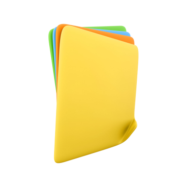 Renkli klasörler, öncelikli olarak sarı, organizasyon ve belge yönetimini temsil eden.