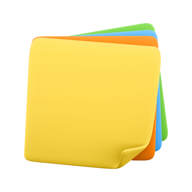 Çeşitli tonlarda renkli yapışkan notlar yığını, genellikle hatırlama ve düzenleme için kullanılır..