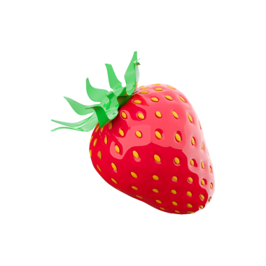 Yeşil yapraklı canlı, parlak kırmızı bir çilek, tazeliği ve sağlığı simgeliyor..