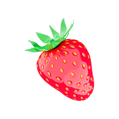 Canlı, stilize edilmiş bir çilek. Parlak bir kapağı ve yeşil yaprakları var. Tazelik ve verimliliği temsil ediyor..