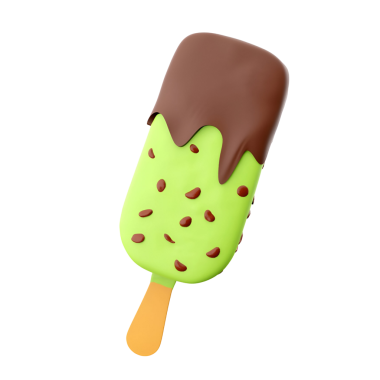 Çikolata kaplı ve yeşil nane aromalı renkli bir dondurma, ferahlatıcı bir ikram için mükemmel..