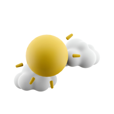 Güneşli bir hava konseptini temsil eden, kısmen bulutlar tarafından gizlenmiş biçimlendirilmiş bir güneş..