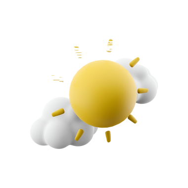 Güneşli bir günü simgeleyen, bulutlar tarafından kısmen gizlenmiş stilize edilmiş bir güneş..