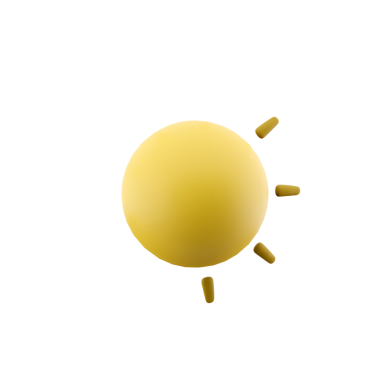 Işınlar, sıcaklık ve parlaklığı temsil eden basit, stilize bir güneş ikonu..