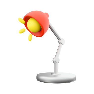 Çalışma alanlarında odaklanmış ışık sağlamak için tasarlanmış kırmızı tonlu ve sarı ampullü modern bir masa lambası..