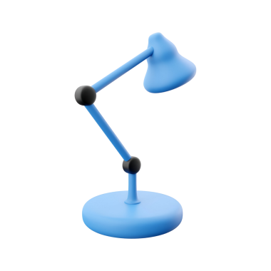 Çalışma alanlarında veya çalışma alanlarında odaklanmış ışık sağlamak için tasarlanmış ayarlanabilir kollu mavi bir masa lambası.