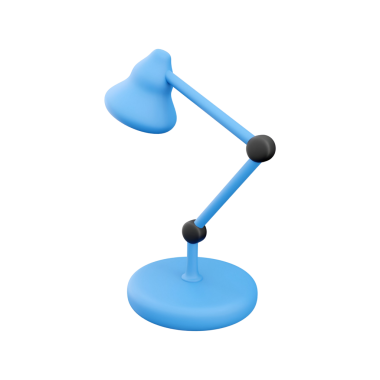 Çalışma alanlarında veya çalışma alanlarında odaklı ışıklandırma sağlamak için tasarlanmış ayarlanabilir kollu mavi bir masa lambası.