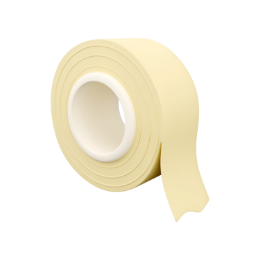 Bir rulo bej yapıştırıcı bant, genellikle el yapımı, etiketleme ve onarım gibi çeşitli uygulamalarda kullanılır..