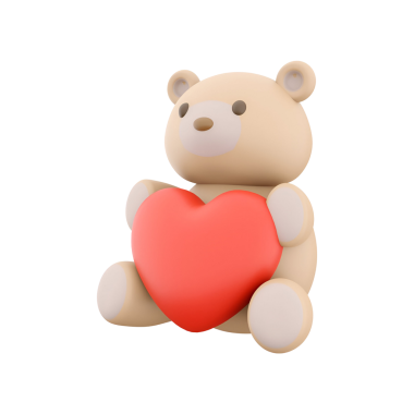 Sevgi ve sevgiyi sembolize eden kırmızı bir kalbi olan sevimli bir oyuncak ayı..