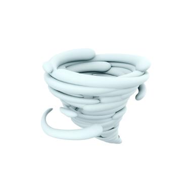 Girdap dizaynı sergilenen bir kasırganın stilize bir temsili.