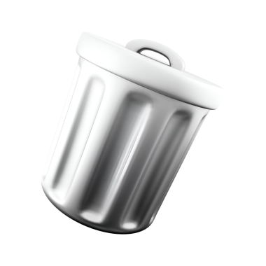 Atık öğütme için tasarlanmış, beyaz kapaklı gümüş bir çöp kutusu..