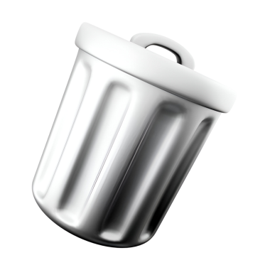 Beyaz kapaklı metalik bir çöp tenekesi atık bertaraf ve temizliği sembolize ediyor..