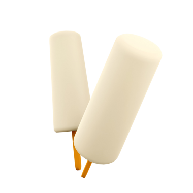 İki çubuklu kremalı dondurma, sıcak bir günde ferahlatıcı bir ikram için mükemmel..