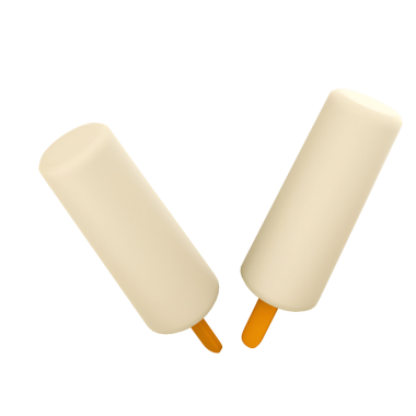 İki tane çubuklu kremalı dondurma, sıcak bir günde ferahlatıcı bir ikram için mükemmel..