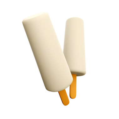 Tahta çubuklarda bir çift kremalı dondurma, sıcak bir günde ferahlatıcı bir ikram için mükemmel..