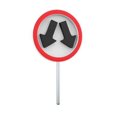 İki yönlü bir yol olduğunu belirten bir trafik levhası sürücülere her iki yönden de araçların gelmesini beklemelerini bildiriyor..