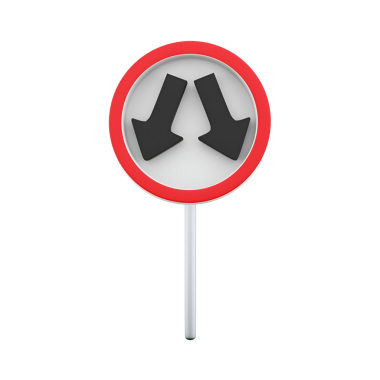 İki yönlü trafiği gösteren bir trafik işareti, sürücüleri dikkatli ve dikkatli olmaları konusunda uyaran.