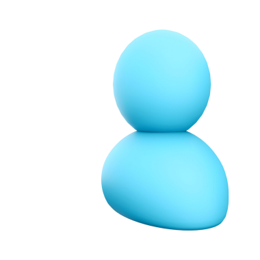 İki yuvarlak şekilden oluşan basit mavi bir figür, stilize bir kişi veya karakteri temsil ediyor..