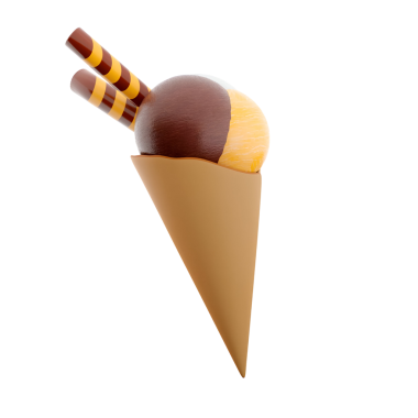 İki aromalı ve dekoratif çubuklu lezzetli bir dondurma külahı, ferahlatıcı bir ikram için mükemmel..